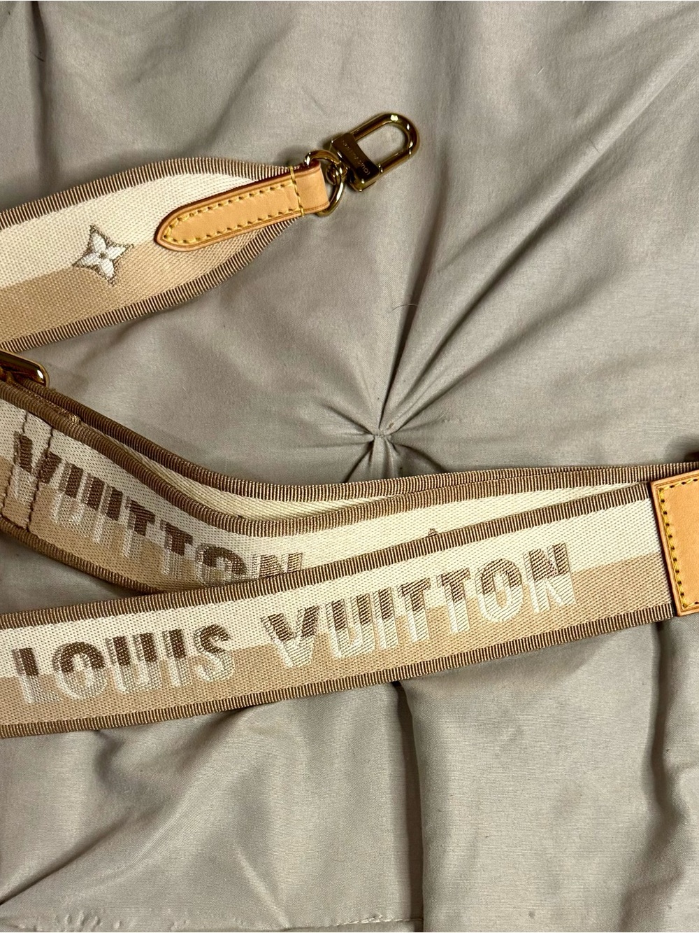 Louis Vuitton Neverfull BB Beige Jacquard Adjustable Shoulder Strap